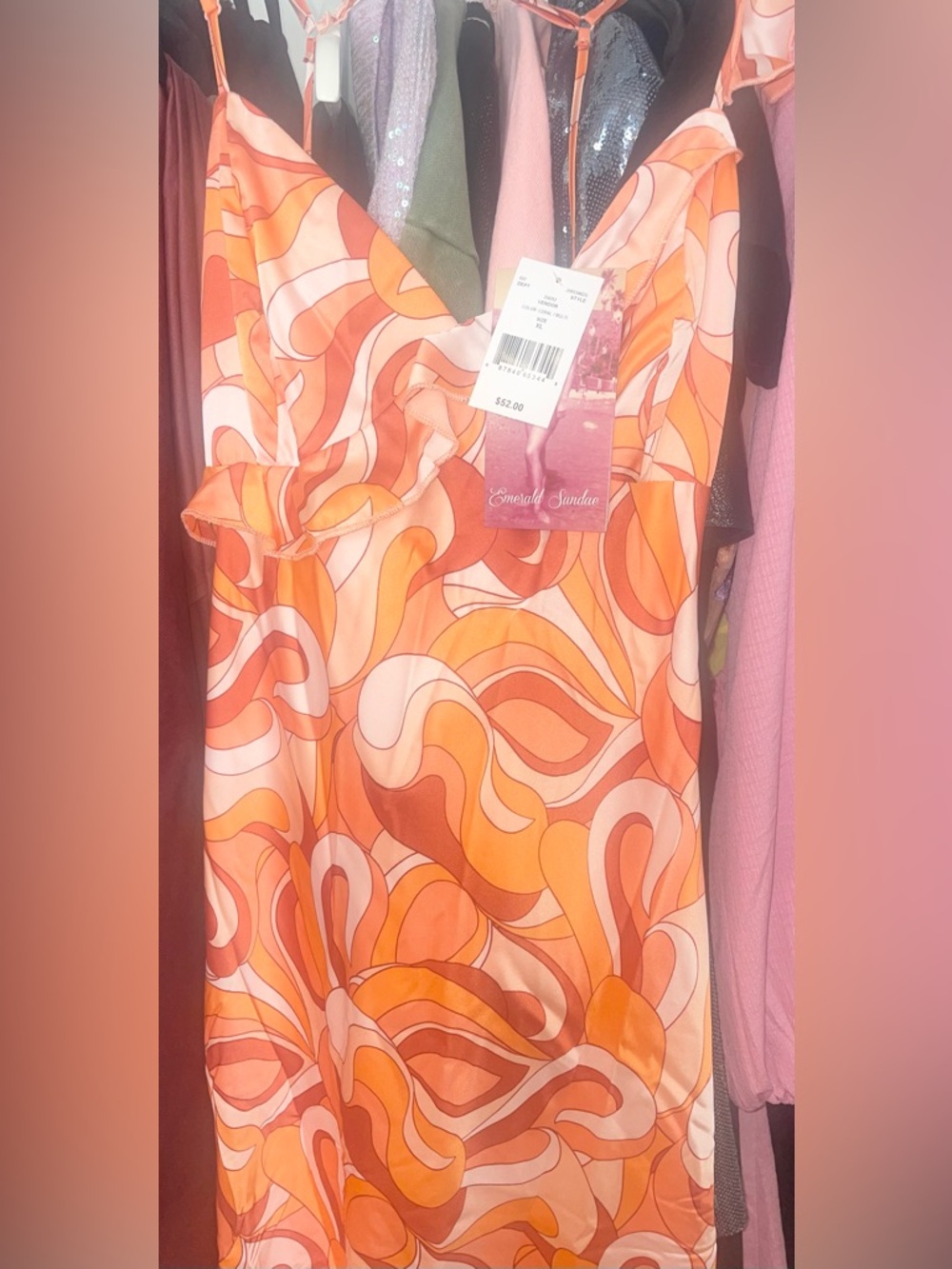 Orange Swirl Midi Dress